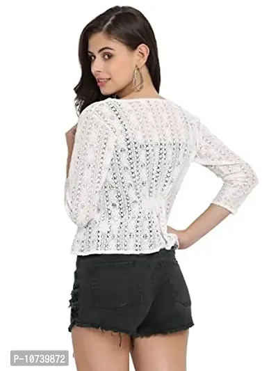 Rute Cotton White Shrug Short Sleeves for Women-thumb3