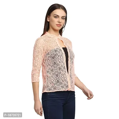 Rute Women Pink Cotton Open Front Shrug-thumb4