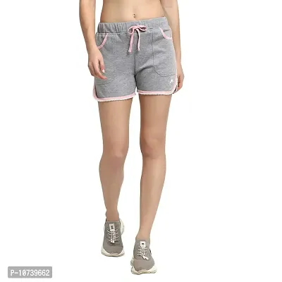 Rute Women Light Grey Slim Fit Solid Smart Shorts