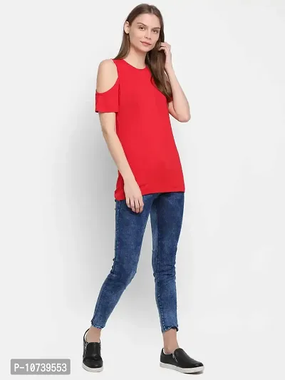 RUTE Women's Viscose Off Shoulder Solid Top with Plus Size (2XS to 10XL) Red-thumb2