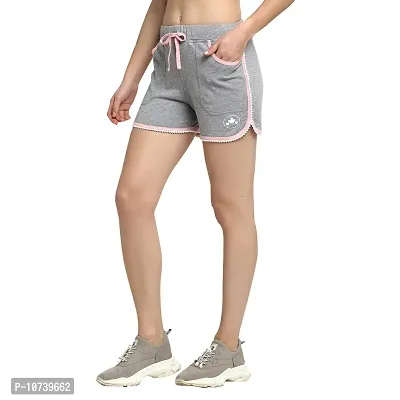 Rute Women Light Grey Slim Fit Solid Smart Shorts-thumb3