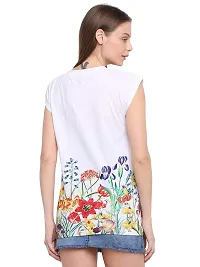 RUTE Cotton Jersey Half Sleeves Floral T-Shirts for Women White-thumb2