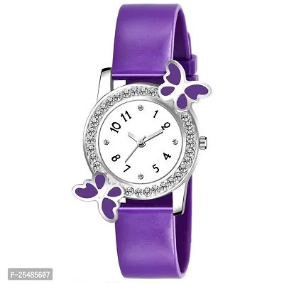 Bolun White Dial PU Bty Cash Purple PU Analog Women and Girls Watch-thumb0