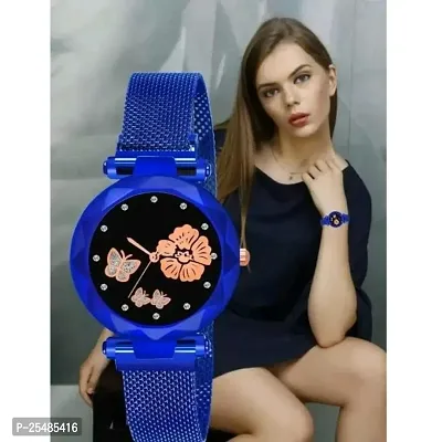 Bolun Rose And Bty Dial Meg Cash Blue Megnet Belt Girls and Women Analog Watch-thumb0