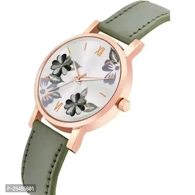 Bolun ladies Green Leather Analog Women and Girls Watch-thumb3