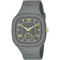 Bolun Grey Square PU Men and Women Watch-thumb1