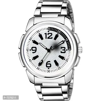 Stylish Silver Dial Analog Watch For Men-thumb0