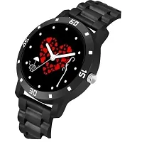 Bolun Black Heart Love Dial Cash Bumper Pu Men And Boys Watch-thumb1