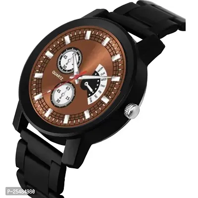 Bolun Black Cash Crono Brown Dial  PU Belt Men and Boys Analog Watch-thumb2