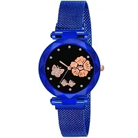 Bolun Rose And Bty Dial Meg Cash Blue Megnet Belt Girls and Women Analog Watch-thumb1