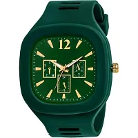 Bolun Green Square PU Men and Women Watch-thumb1