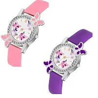 Bolun Bty Cash Pink and Purple Pu Blet Combo Women and Girls Watch-thumb1