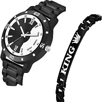 Trendy Av Black Wb Dial With King Black Bracelet Men Pu Watch-thumb1