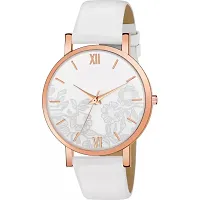 Bolun White Leather Analog Women and Girls Watch-thumb1