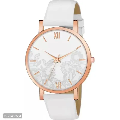 Bolun White Leather Analog Women and Girls Watch-thumb2