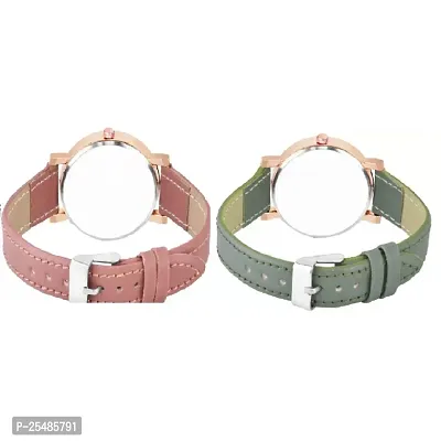 Bolun Bty Cash Green and Pink Leather Blet Combo Women and Girls Watch-thumb3