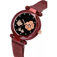 Bolun Red Megnet Belt Bty Dial Red Girls and Women Analog Watch-thumb2