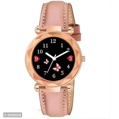 Bolun Bty Black Dial Pink Leadies Leather Belt Girls and Women Analog Watch