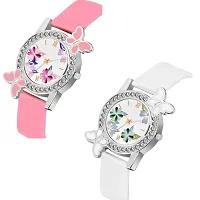 Bolun Bty Cash Pink and White Pu Blet Combo Women and Girls Watch-thumb1