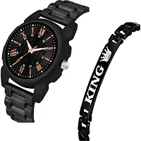 Trendy Copper Roman Black Pu And King Bracelet Men Watch-thumb2