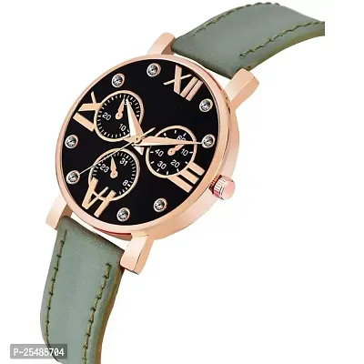 Bolun Meena Dial Rz Cash Green Leather Analog Women and Girls Watch-thumb3