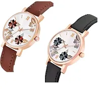 Bolun Bty Cash Black and Brown Leather Blet Combo Women and Girls Watch-thumb1