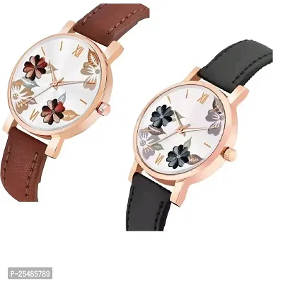 Bolun Bty Cash Black and Brown Leather Blet Combo Women and Girls Watch-thumb2