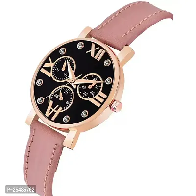 Bolun Meena Dial Rz Cash Pink Leather Analog Women and Girls Watch-thumb3