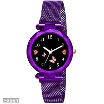 Bolun Purple Megnet Analog Women and Girls Watch-thumb2