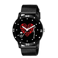 Bolun Heart Dial With King Black Bracelet PU Men And Boys Watch-thumb1