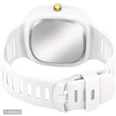 Bolun White Crono Sport New Square PU Men and Boys Watch-thumb4