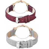 Bolun Bty Cash Brown and Grey Leather Blet Combo Women and Girls Watch-thumb2