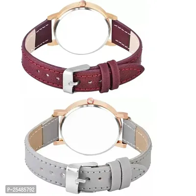 Bolun Bty Cash Brown and Grey Leather Blet Combo Women and Girls Watch-thumb3