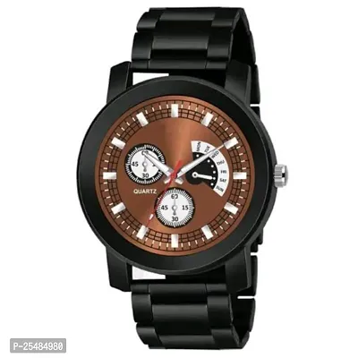 Bolun Black Cash Crono Brown Dial  PU Belt Men and Boys Analog Watch-thumb0