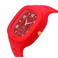 Bolun Red New Crono Square PU Men and Women Watch-thumb1