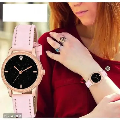 Bolun Black 4Figure Dial Rose Rl Cash Leather Pink Belt Analog Women and Girls Watch2-thumb0