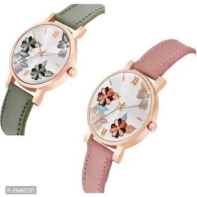 Bolun Bty Cash Green and Pink Leather Blet Combo Women and Girls Watch-thumb2