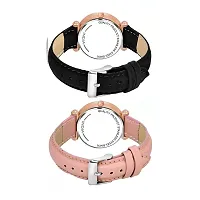 Bolun Black 12Diamond Dial Black and Pink Leather Belt Combo Women and Girls Watch-thumb2