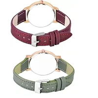 Bolun Bty Cash Brown and Green Leather Blet Combo Women and Girls Watch-thumb2