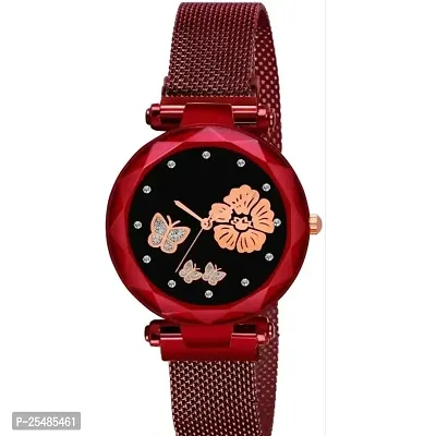 Bolun Red Megnet Belt Bty Dial Red Girls and Women Analog Watch-thumb2