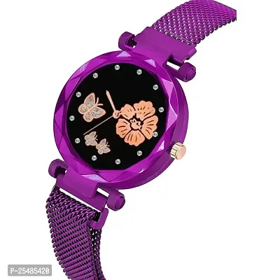 Bolun Rose And Bty Dial Meg Cash Purple Megnet Belt Girls and Women Analog Watch-thumb3