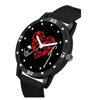 Bolun Heart Dial With King Black Bracelet PU Men And Boys Watch-thumb2