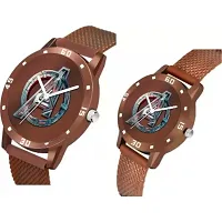 Bolun Brown Avenger Dial PU Strep Couple Men And Women Watch-thumb1