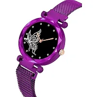 Bolun Purple Megnet Belt Black Dial Bty Analog Women and Girls Watch-thumb2