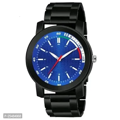 Bolun Black Cash Blue Tri PU Belt Men and Boys Analog Watch