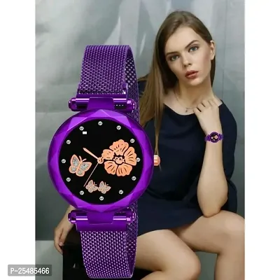 Bolun Purple Megnet Belt Bty Dial Purple Girls and Women Analog Watch-thumb0