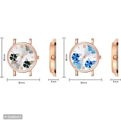 Bolun Flower Dial Black and Blue Leather Belt Girls and Women Analog Watch-thumb3