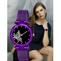 Bolun Purple Megnet Belt Black Dial Bty Analog Women and Girls Watch-thumb1