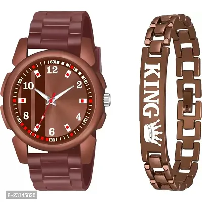 Trendy Brown 126 Dial With King Brown Bracelet Men Pu Watch-thumb0