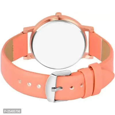 Bolun Orange Leather Flower Pint Dial Analog Women and Girls Watch-thumb4